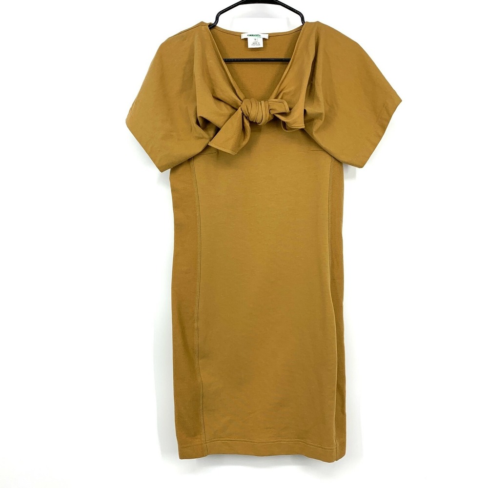 Carven Mustard Bow-Front Mini Dress